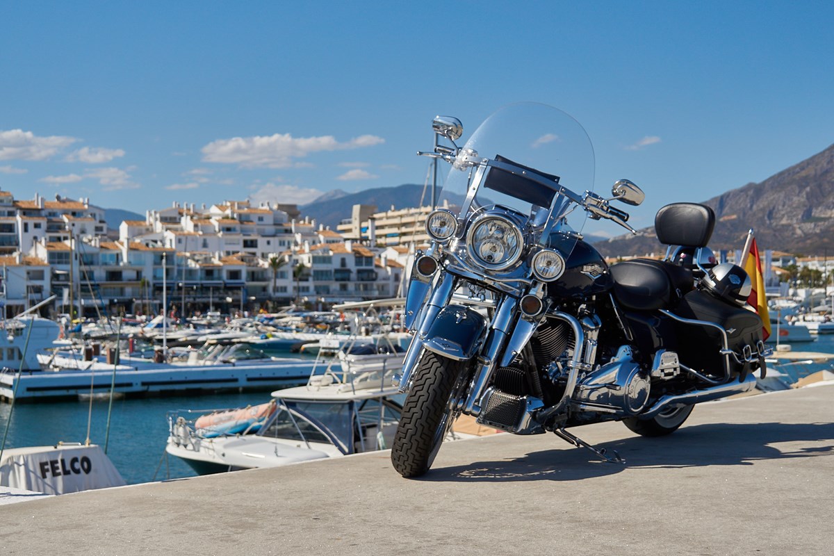 Harley Davidson On The Sea Wall Of Puerto Banus